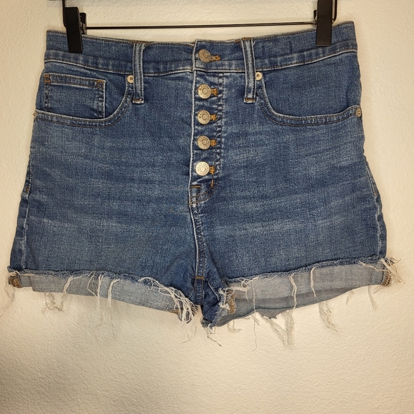 Madewell High-Rise Rough Hem Denim Shorts w Button Fly size 26 - Picture 2 of 12